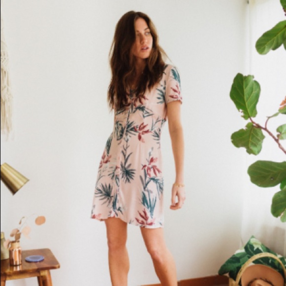 Tropical button down mini dress